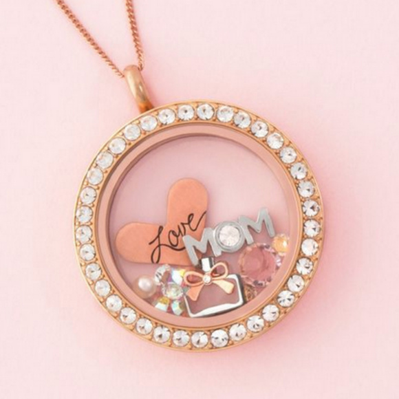 Medium Rose Gold Living Locket Face w/ Crystals - Picture 4 of 6